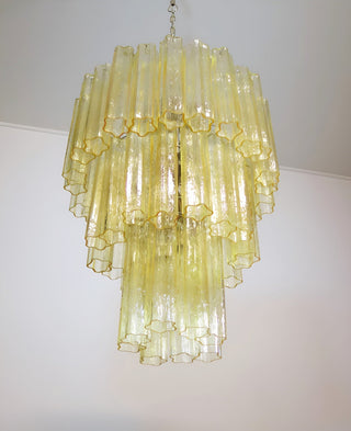 Aurora Lustre Jaune Verre Tube Étagé Chaud