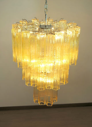 Aurora Lustre Jaune Verre Tube Étagé Chaud