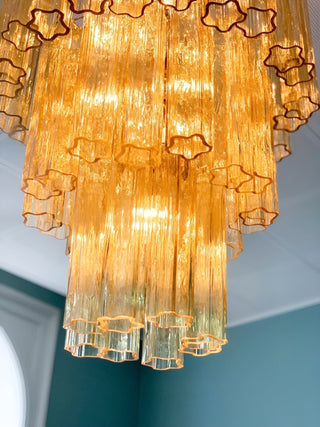 Aurora Lustre Jaune Verre Tube Étagé Chaud