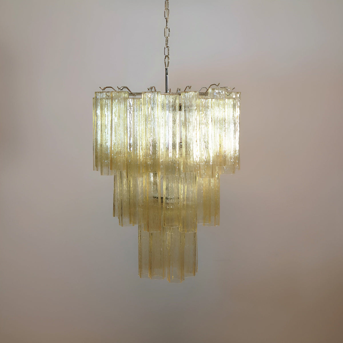 Jorisa Lustre Jaune Verre Tube Étagé Chaud