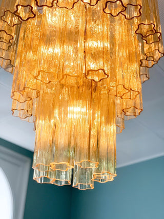 Aurora Lustre Jaune Verre Tube Étagé Chaud
