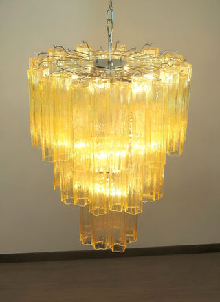 Aurora Lustre Jaune Verre Tube Étagé Chaud