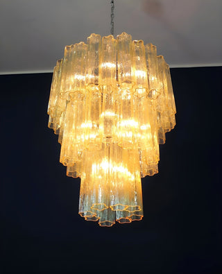 Aurora Lustre Jaune Verre Tube Étagé Chaud