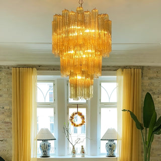 Aurora Lustre Jaune Verre Tube Étagé Chaud