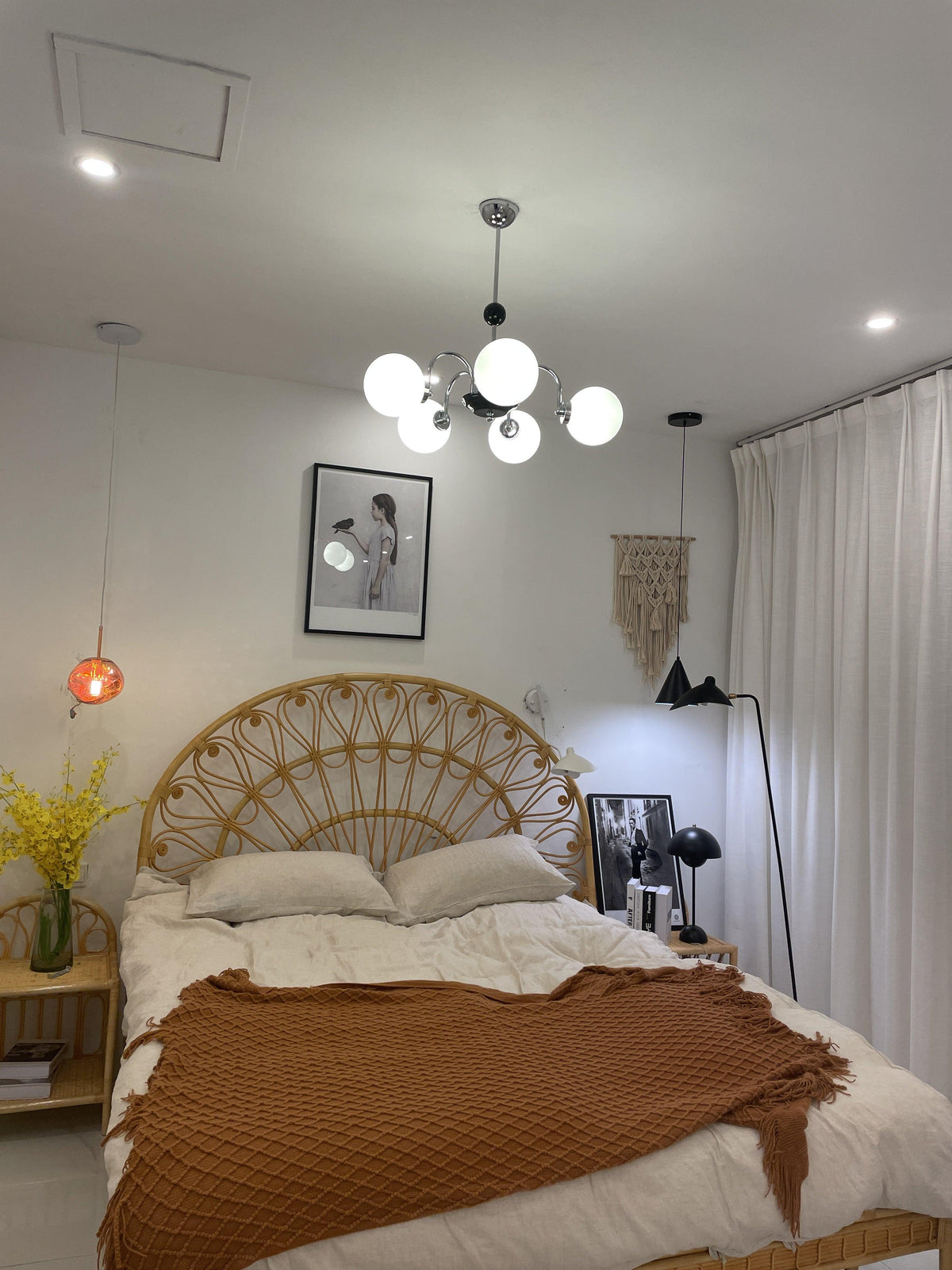 Arlelia Lustre Cadre en Tige et Blanc