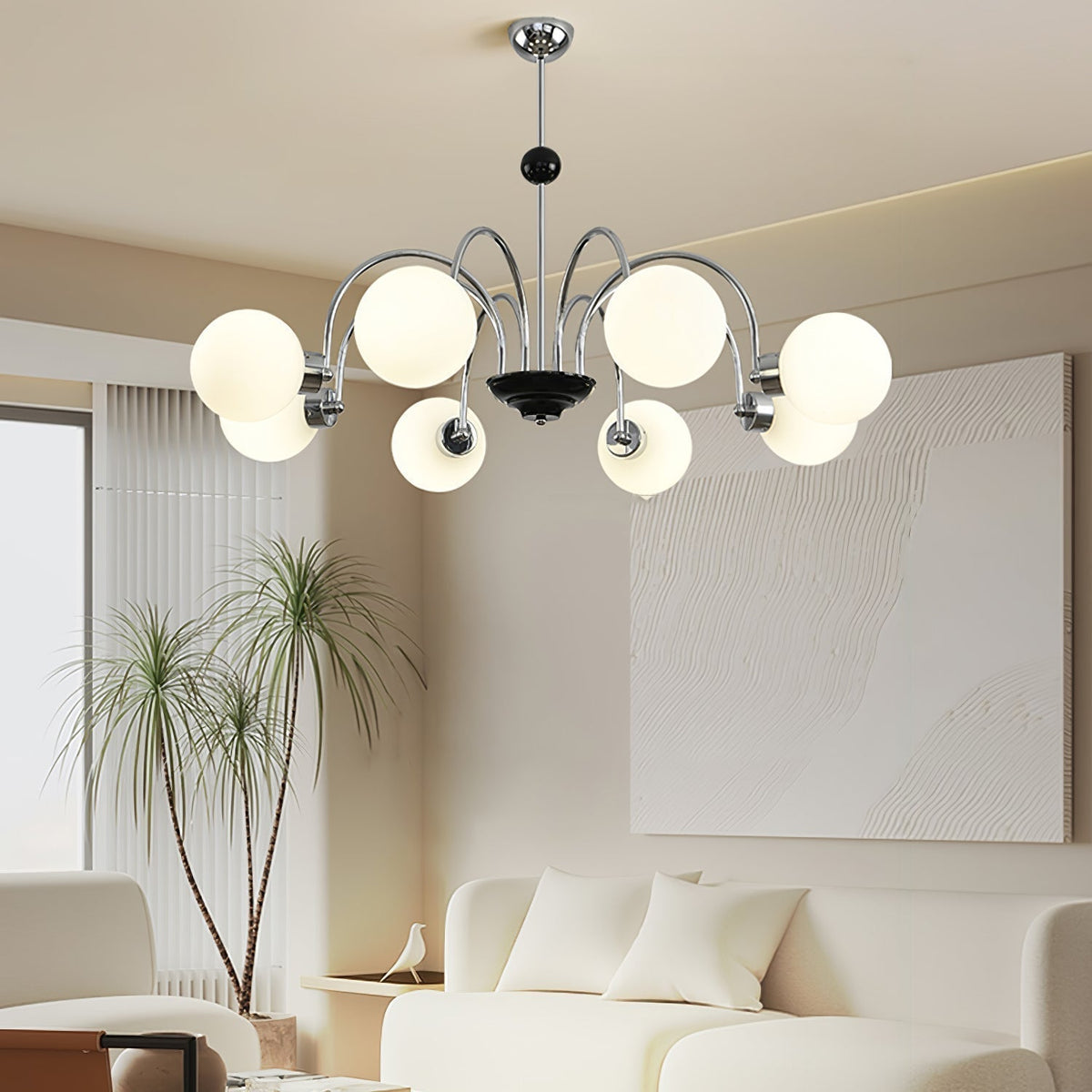 Arlelia Lustre Cadre en Tige et Blanc