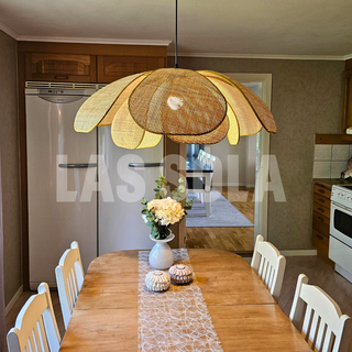Ritta Suspension Vintage, Métal/Rotin, Bois, Salle à Manger