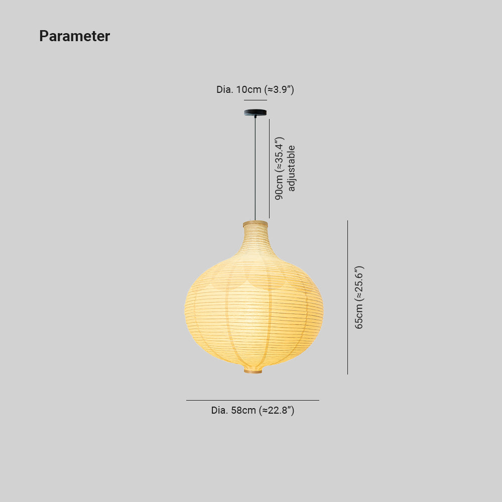 Ritta Japonais Conception Globe Bois Papier LED Suspension Salon
