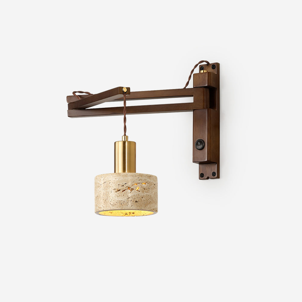 Wall Lamp with Travertine Cylinder Shade for Minimalist Ambiance-Neutral Decor