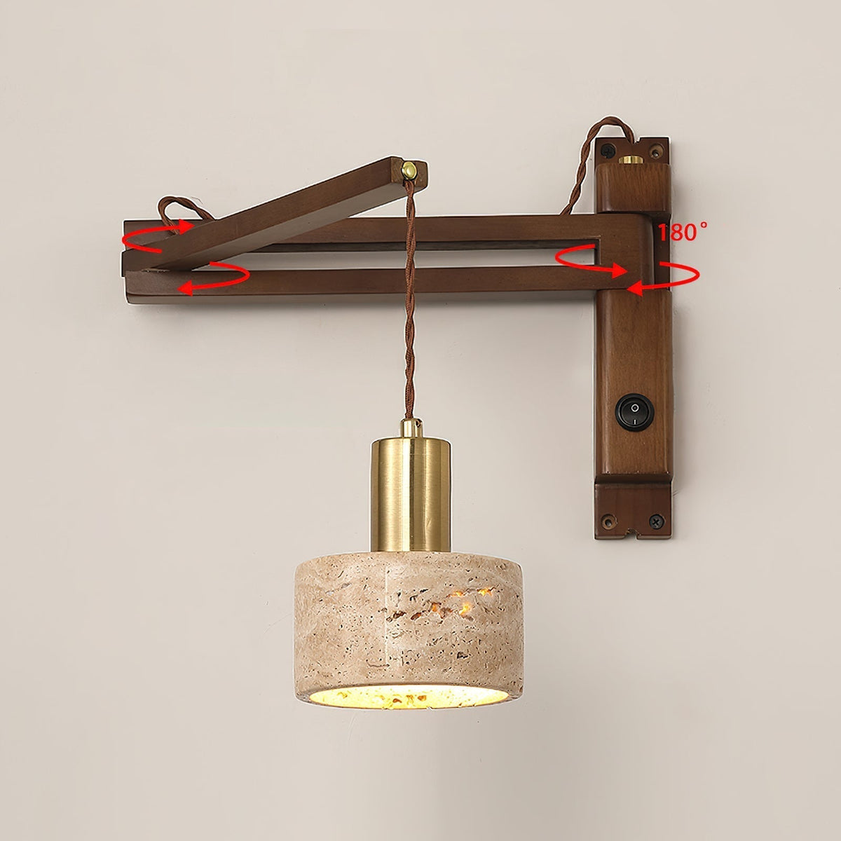 Wall Lamp with Travertine Cylinder Shade for Minimalist Ambiance-Neutral Decor