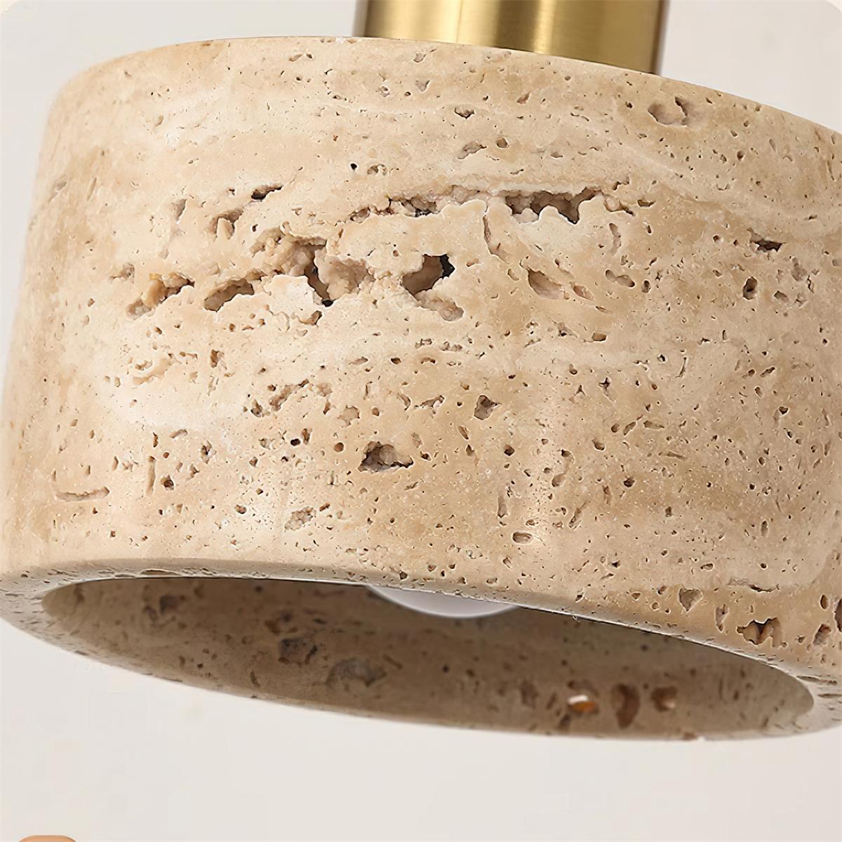 Wall Lamp with Travertine Cylinder Shade for Minimalist Ambiance-Neutral Decor