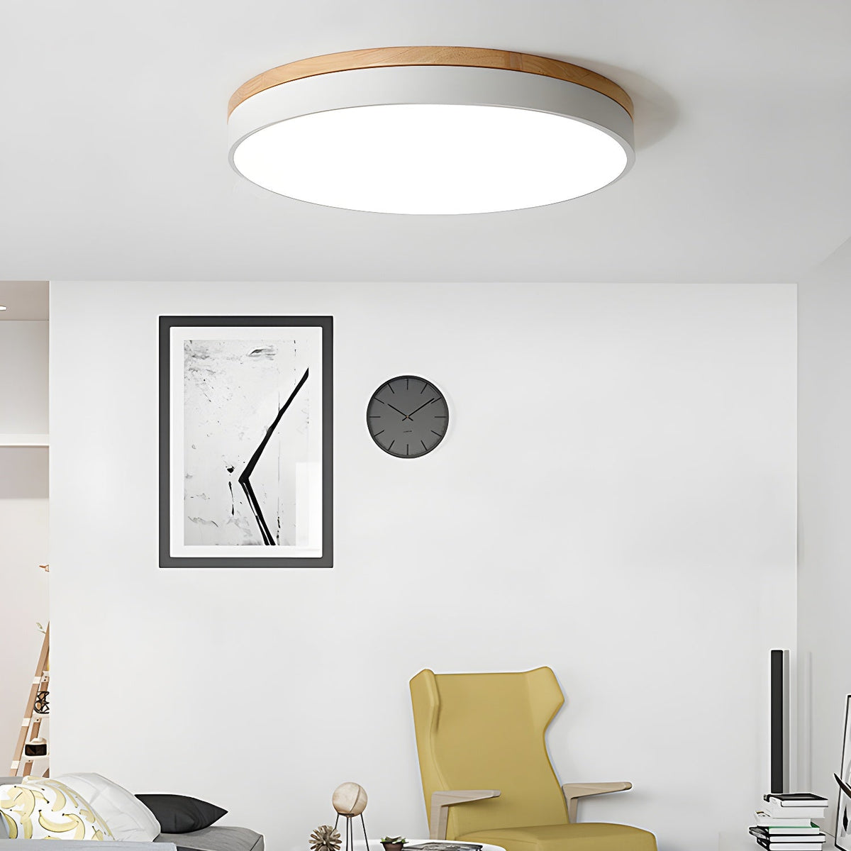 Kalelise Lampe Plafonnier Circulaire en Bois Moderne Minimaliste