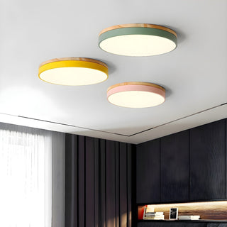 Solara Lampe Plafonnier Circulaire en Bois Moderne Minimaliste