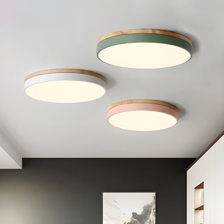 Solara Lampe Plafonnier Circulaire en Bois Moderne Minimaliste