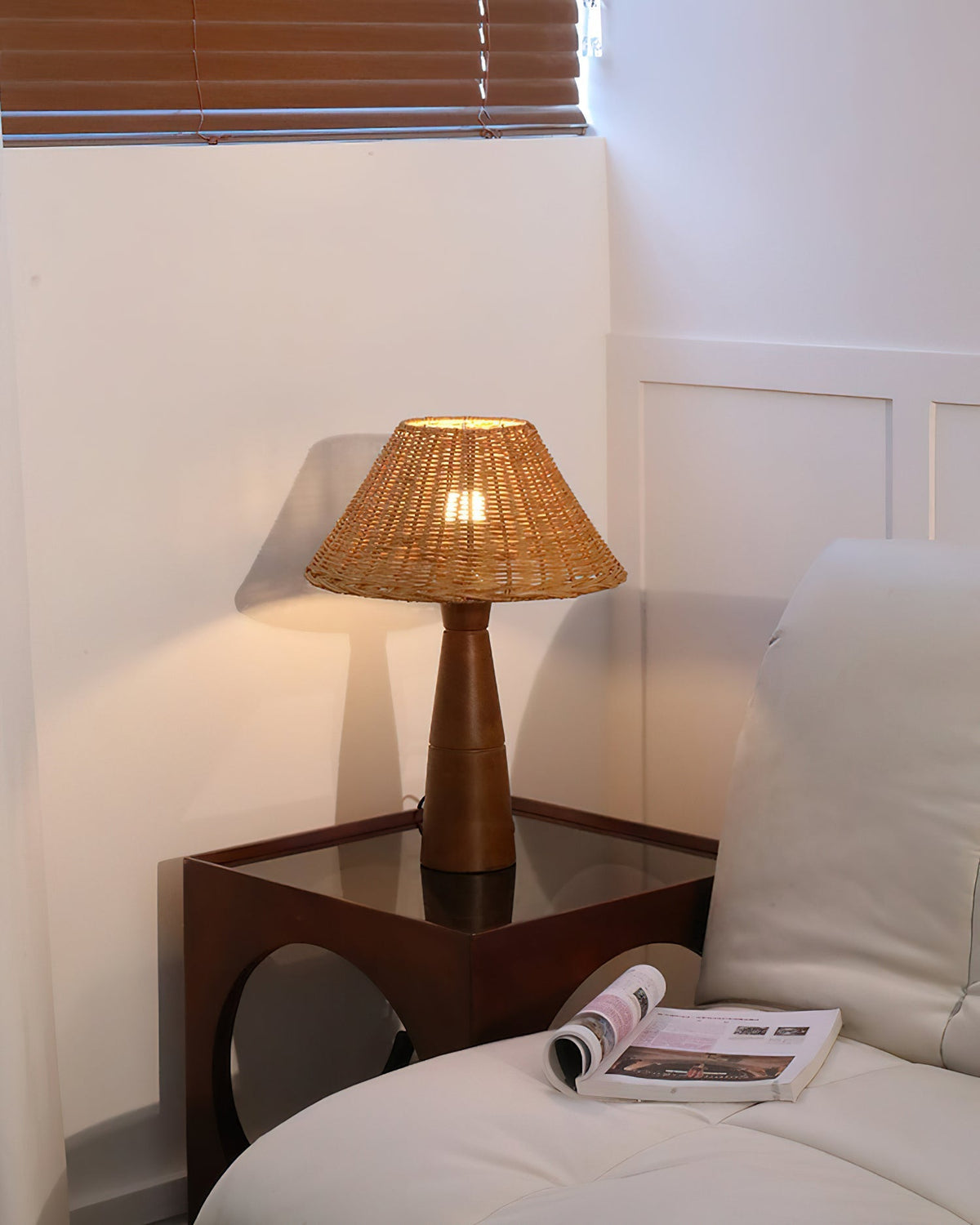 Side profile of the Zaya Table Lamp showcasing its geometric lines.