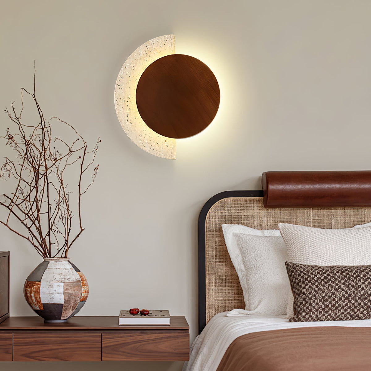 Crescent Halo Plug-in Wall Sconce-Neutral Decor