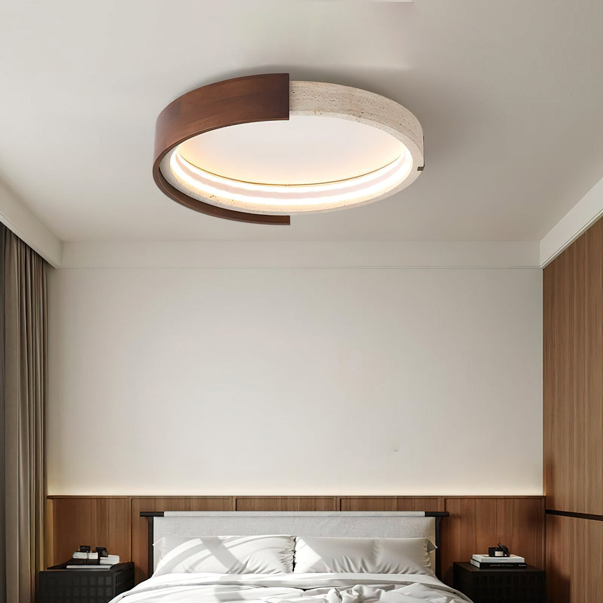 Zenova Ceiling Light turned on, casting a warm glow.