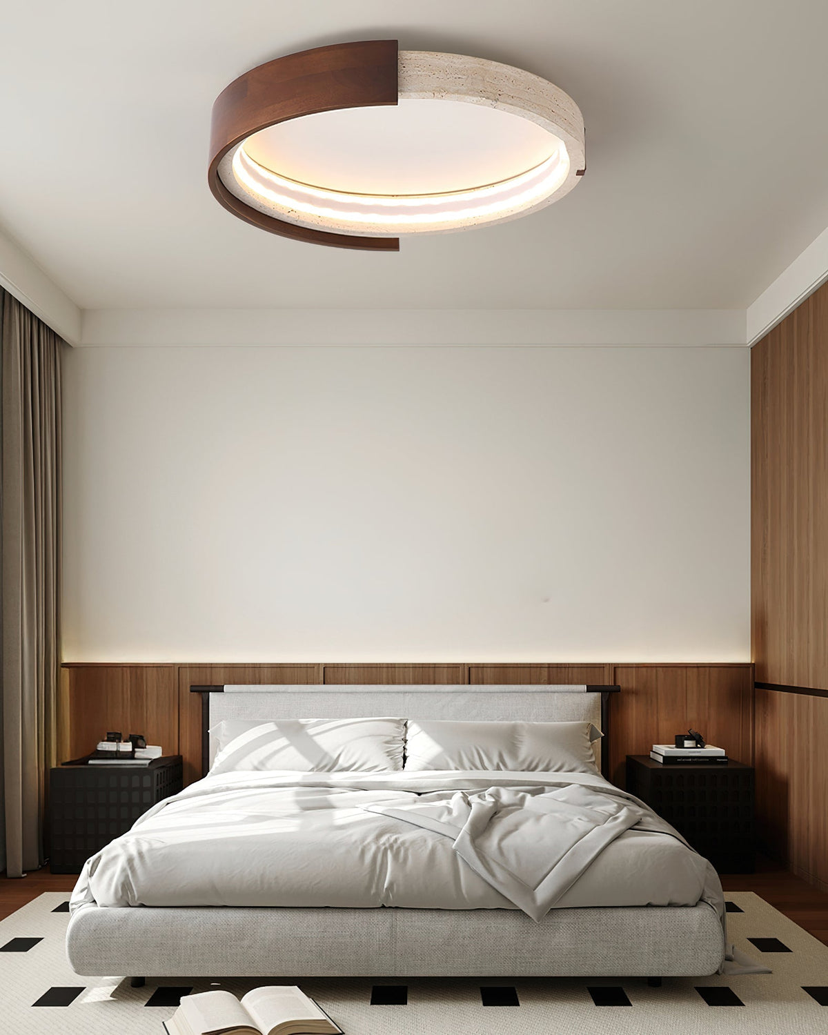 Zenova Ceiling Light installed in a modern living room.