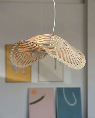 Veliren Lampe Suspendue Feuille Bois