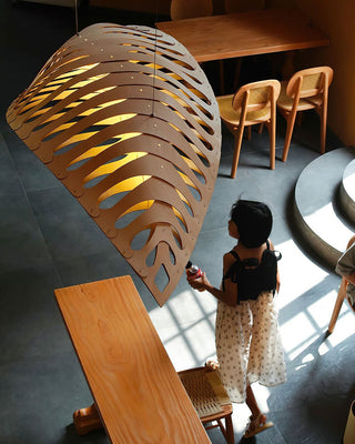 Veliren Lampe Suspendue Feuille Bois