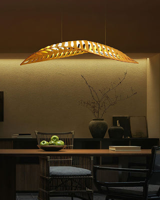 Veliren Lampe Suspendue Feuille Bois