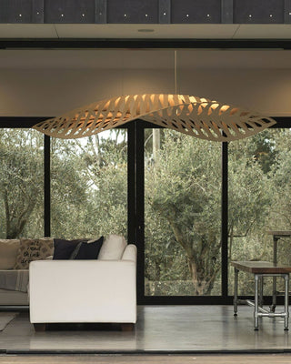Veliren Lampe Suspendue Feuille Bois