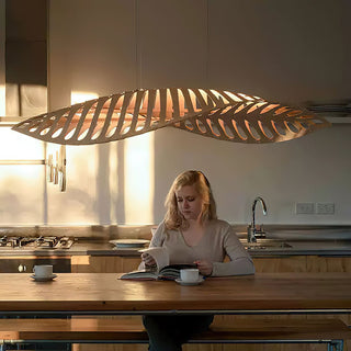 Veliren Lampe Suspendue Feuille Bois