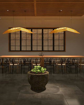 Veliren Lampe Suspendue Feuille Bois