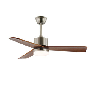 Ventilateur de plafond lumineux Ventio minimaliste argenté et bois