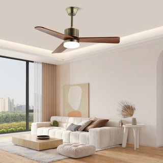 Ventilateur de plafond lumineux Ventio minimaliste argenté et bois
