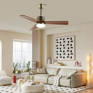 Ventilateur de plafond lumineux Ventio minimaliste argenté et bois
