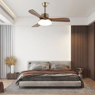 Ventilateur de plafond lumineux Ventio minimaliste argenté et bois