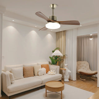 Ventilateur de plafond lumineux Ventio minimaliste argenté et bois