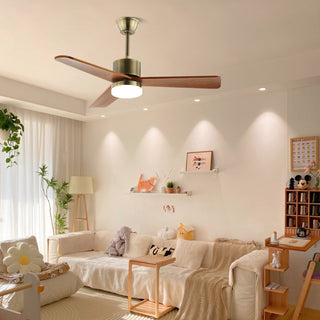 Ventilateur de plafond lumineux Ventio minimaliste argenté et bois