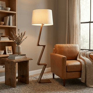 Zigzag Solid Wood Floor Lamp-Neutral Decor