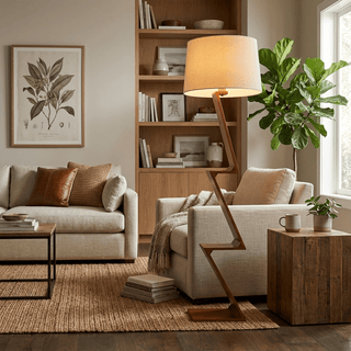 Zigzag Solid Wood Floor Lamp-Neutral Decor
