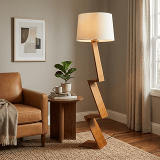 Zigzag Solid Wood Floor Lamp-Neutral Decor