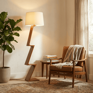 Zigzag Solid Wood Floor Lamp-Neutral Decor