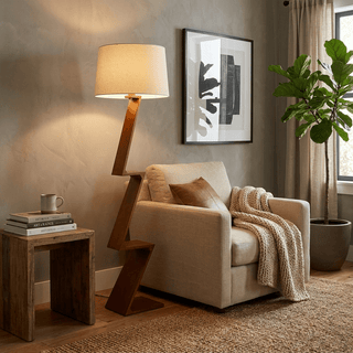 Zigzag Solid Wood Floor Lamp-Neutral Decor