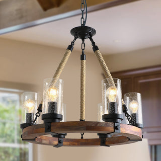 Zomiria Lustre Industriel Vintage Roue De Chariot En Bois