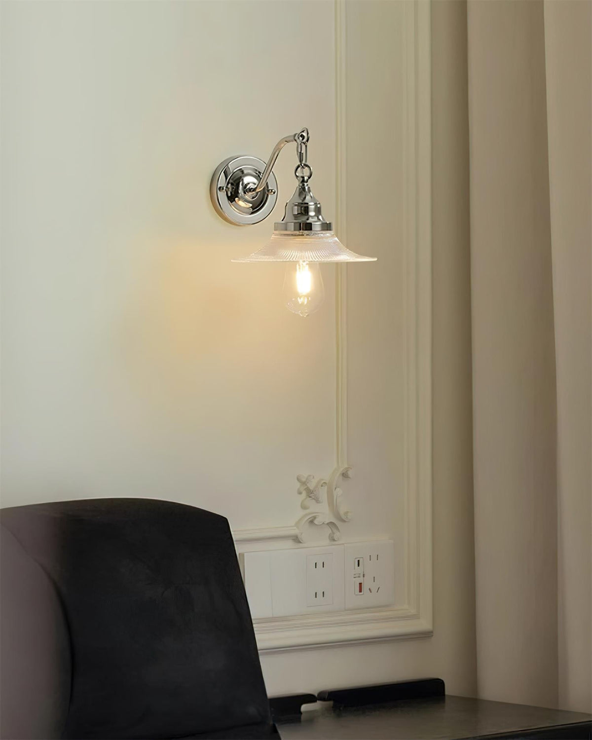 Perivo Polished Chrome Wall Lamp-Neutral Decor