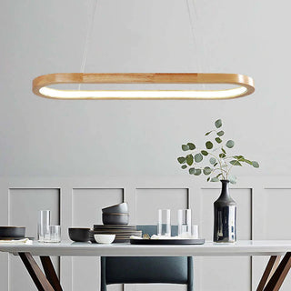 Muto Suspension Ellipse Moderne, Bois/Acrylique, Bois, Salon