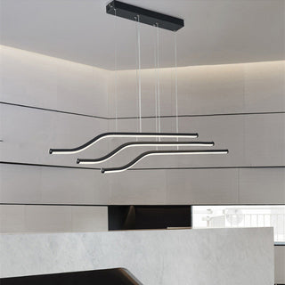 Arisha Lustre Linéaire Minimaliste, Metal/Gel de silice, Noir/Blanc, Chambre