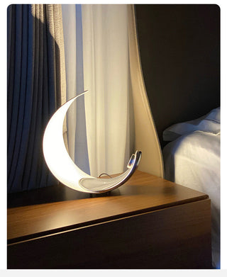 Aria Lampe de Table Lune Moderne, Métal/Acrylique, Blanc, Salon