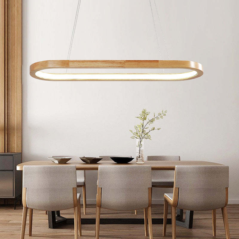 Muto Suspension Ellipse Moderne, Bois/Acrylique, Bois, Salon