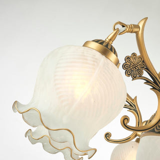 Ray Applique Fleur Vintage, Métal/Verre, Blanc/Bronze, Salon