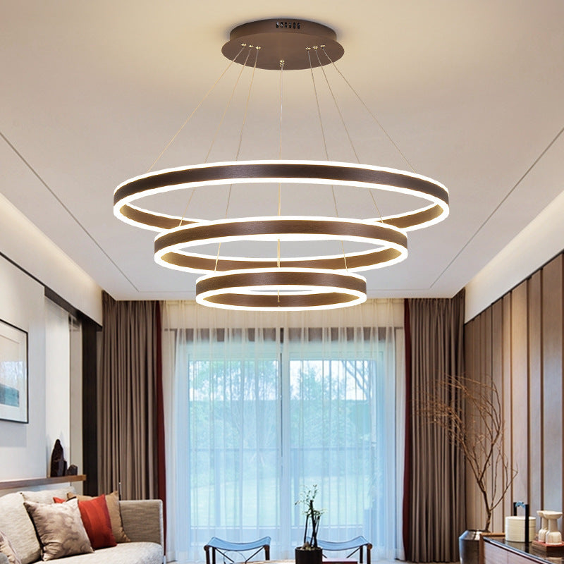 Arisha Led Suspension Cercle Minimaliste, Acrylic/Metal, Brun, Chambre