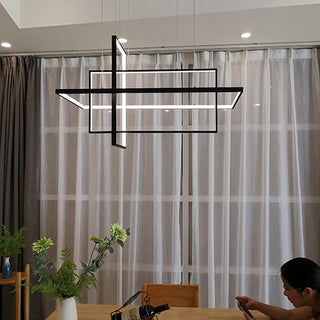 Arisha Lustre Rectangulaire Moderne, Métal/Gel de Silice, Noir/Blanc, Salon