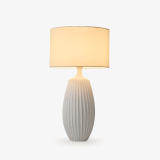 Ribbed Ceramic Table Lamp-Neutral Decor