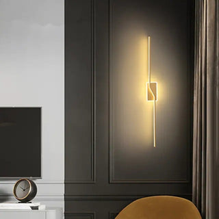 Arisha Applique Murale Linéaire Minimaliste, Métal, Or/Noir, Salle de Bain